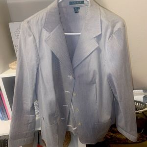 Lauren Ralph Lauren Navy & White Striped Blazer